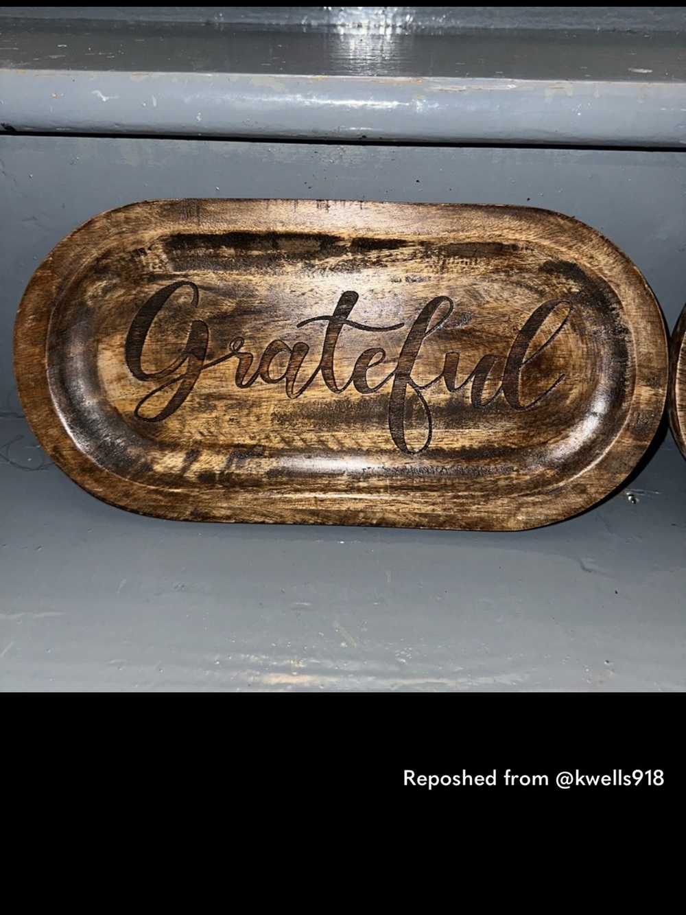 Grateful Wooden Serving Tray - Brown Rustic Farmhouse